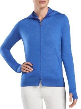 G/FORE Blue Zip-Up Hooded Knit Jacket